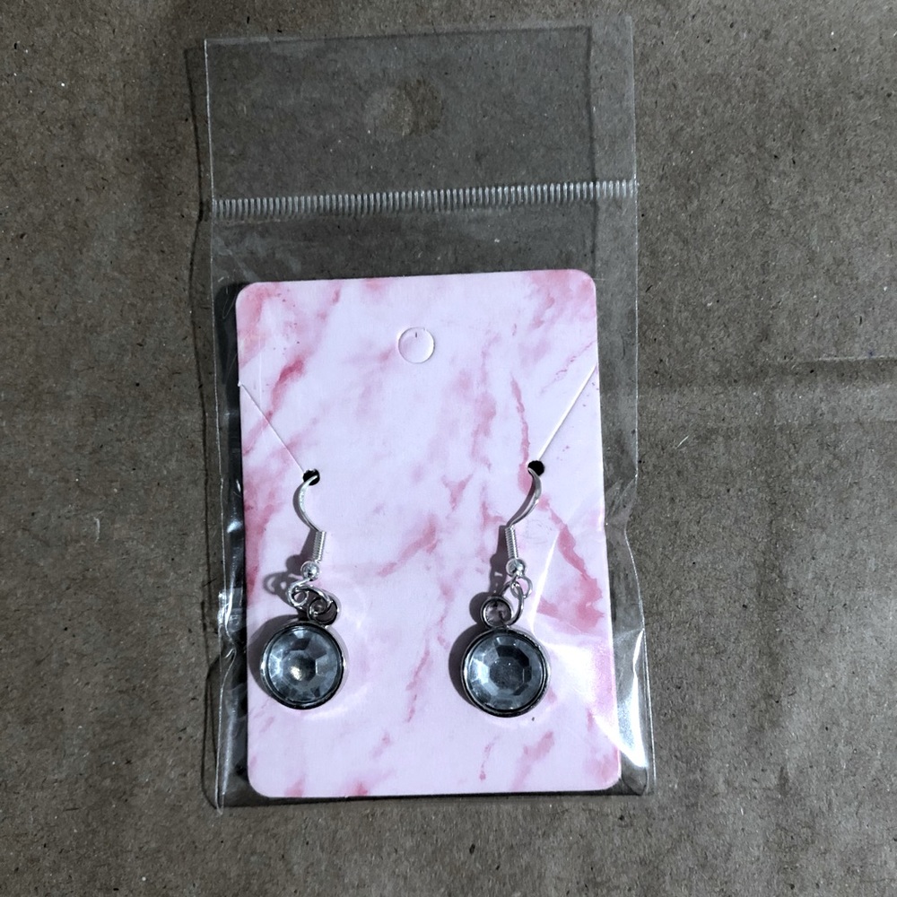 Clear Flat Faceted Bead Dangle Earrings